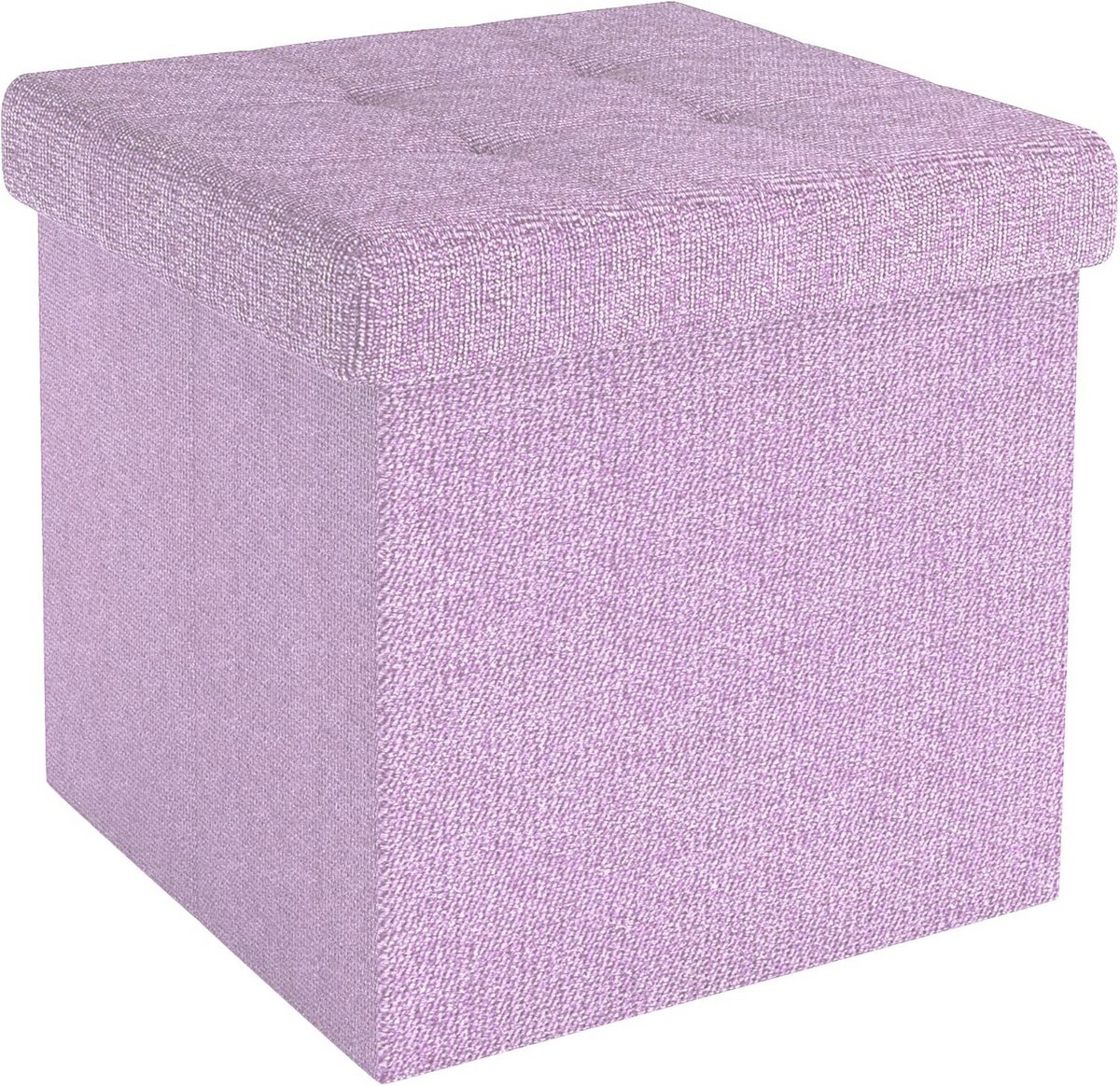 Opvouwbare Hocker 38x38x38cm in Lotusroze - Zitkubus met Opbergruimte en Bekleding van Stof