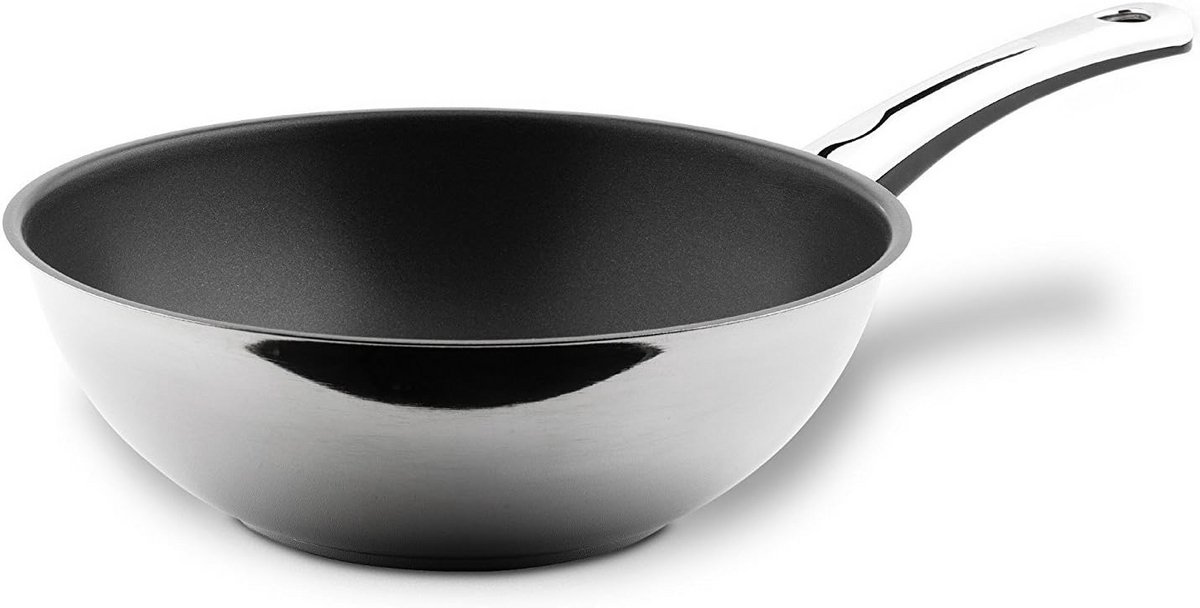 Roestvrijstalen Wokpan 28 cm - Geschikt voor Inductie en Alle Warmtebronnen
