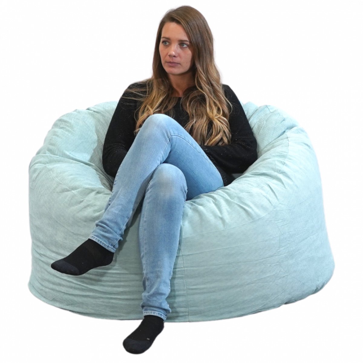 Bananair - Zitzak afneembare hoes - ribfluweel - Groen - 100 cm