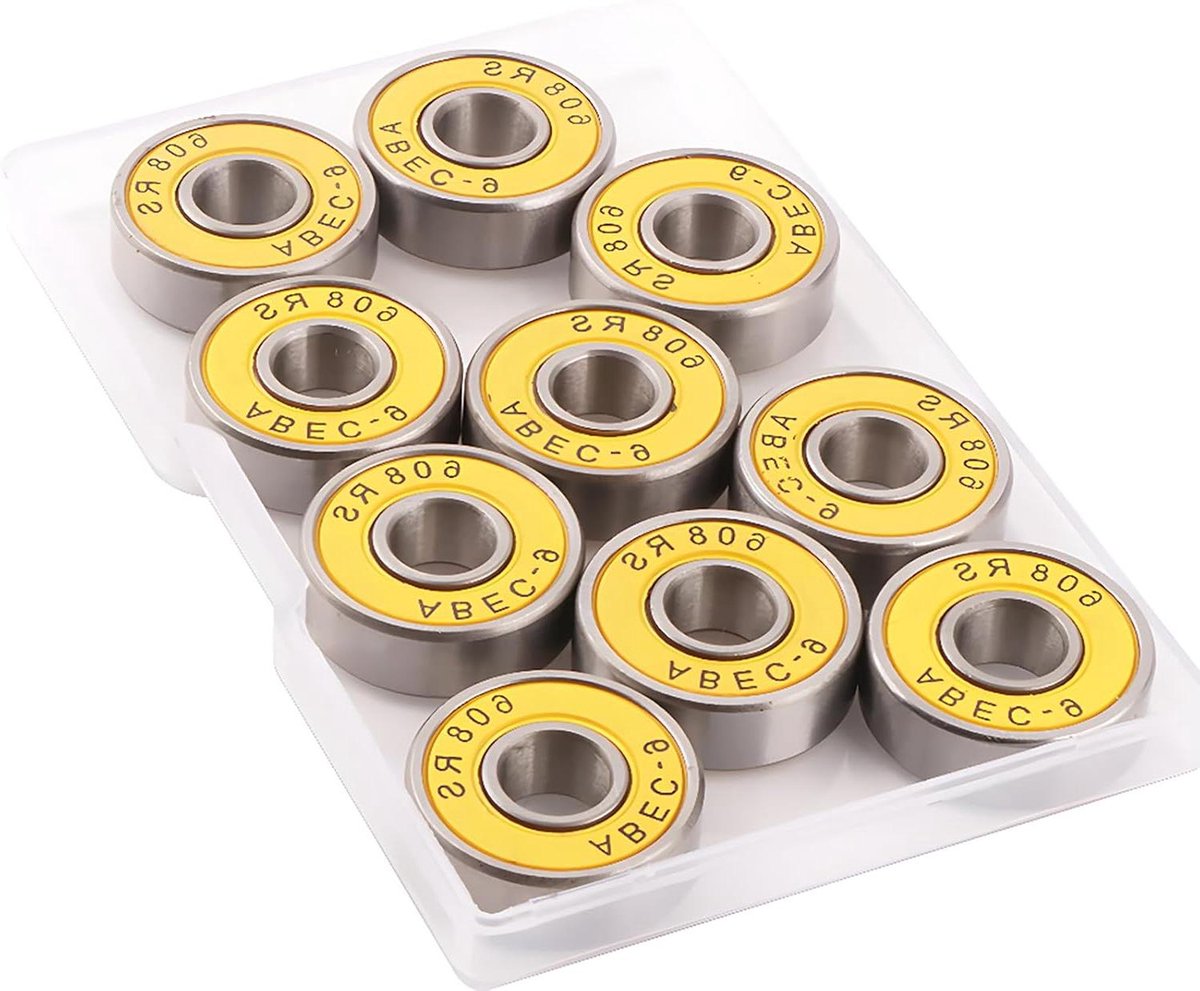 Allecta 10 stuks kogellagers voor skateboard ABEC 9 wrijvingsvrije lagers voor longboard scooter en inline skates