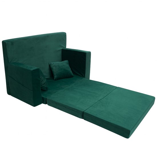 Flumi opvouwbare mini kindersofa – zachte kinderbank met uitklapfunctie en afneembare hoes, groen — afbeelding 2