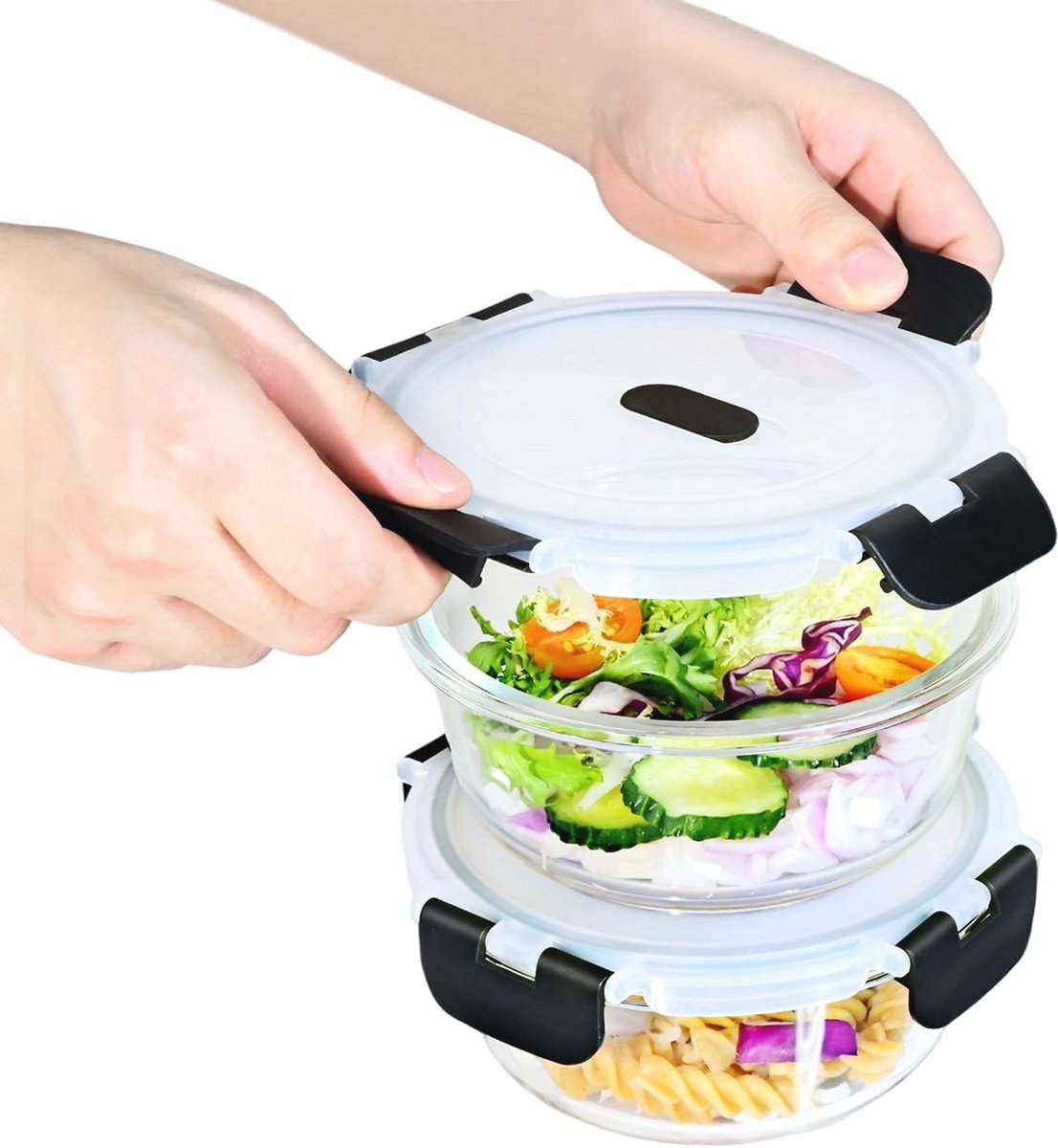Meal Prep Glazen Bakjes Met Deksel - 520 ml - Set Van 2 - BPA Vrij