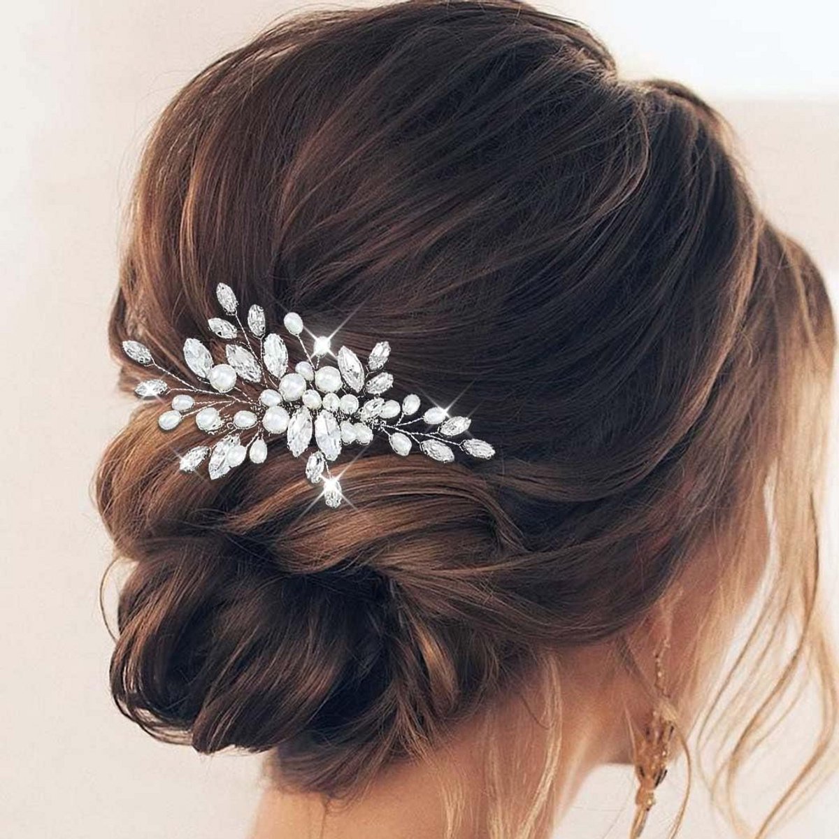 Zilveren Bruidshaaraccessoire met Parels en Kristallen voor Bruiloft en Feest