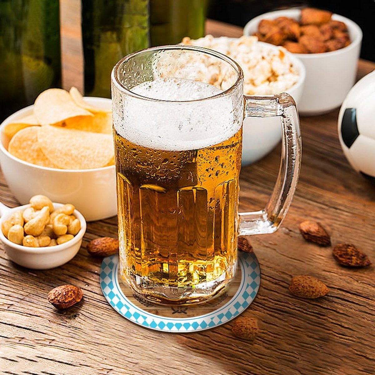 24 Oktoberfest Bierdeckel Pappuntersetzer Bayrische Dekoration für Party