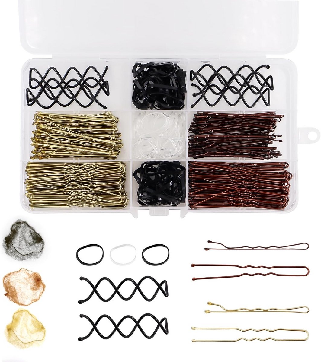 Grote Set Haaraccessoires: Inclusief Bobby Pins, U-Spelden en Haarnetjes