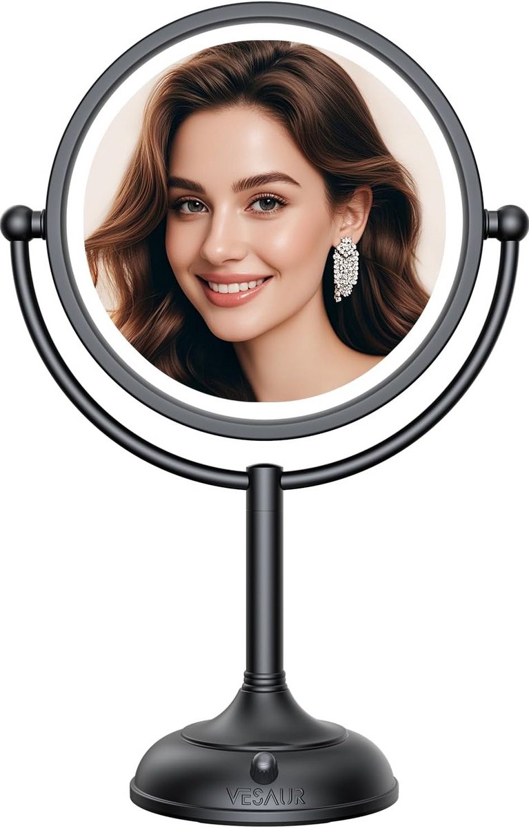 Verlichte Make-up Spiegel 10x Vergroting met 32 LED Lampen - Instelbare Helderheid