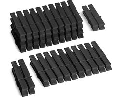 Stevige Houten Wasknijpers Zwart - 48 Stuks - Kleding Ophangen & Knutselen