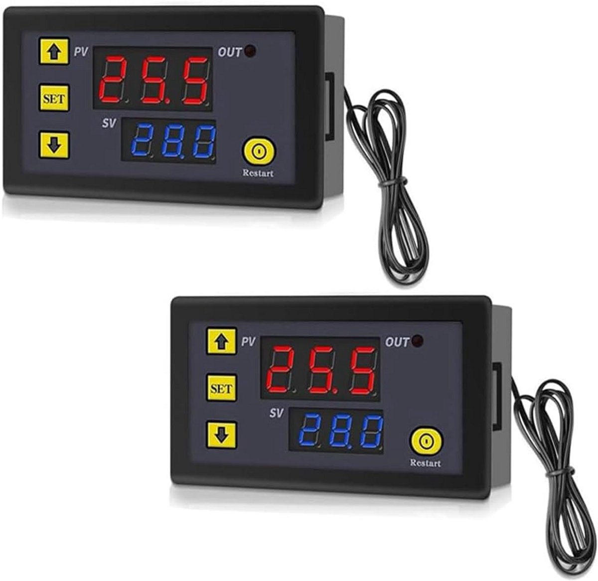 2 Stuks Digitale Temperatuurregelaar Thermostaat Schakelaar 50-120°C met Sensor