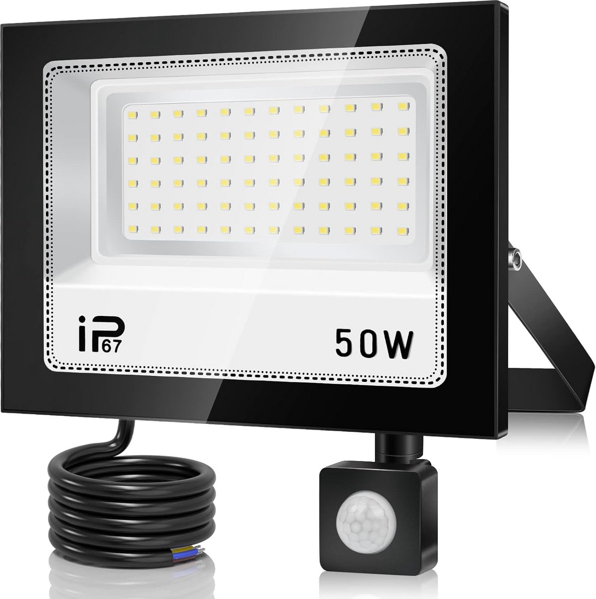 Krachtige Led Buitenlamp met Bewegingsmelder - 5000 Lumen Koudwit IP67 Waterdicht