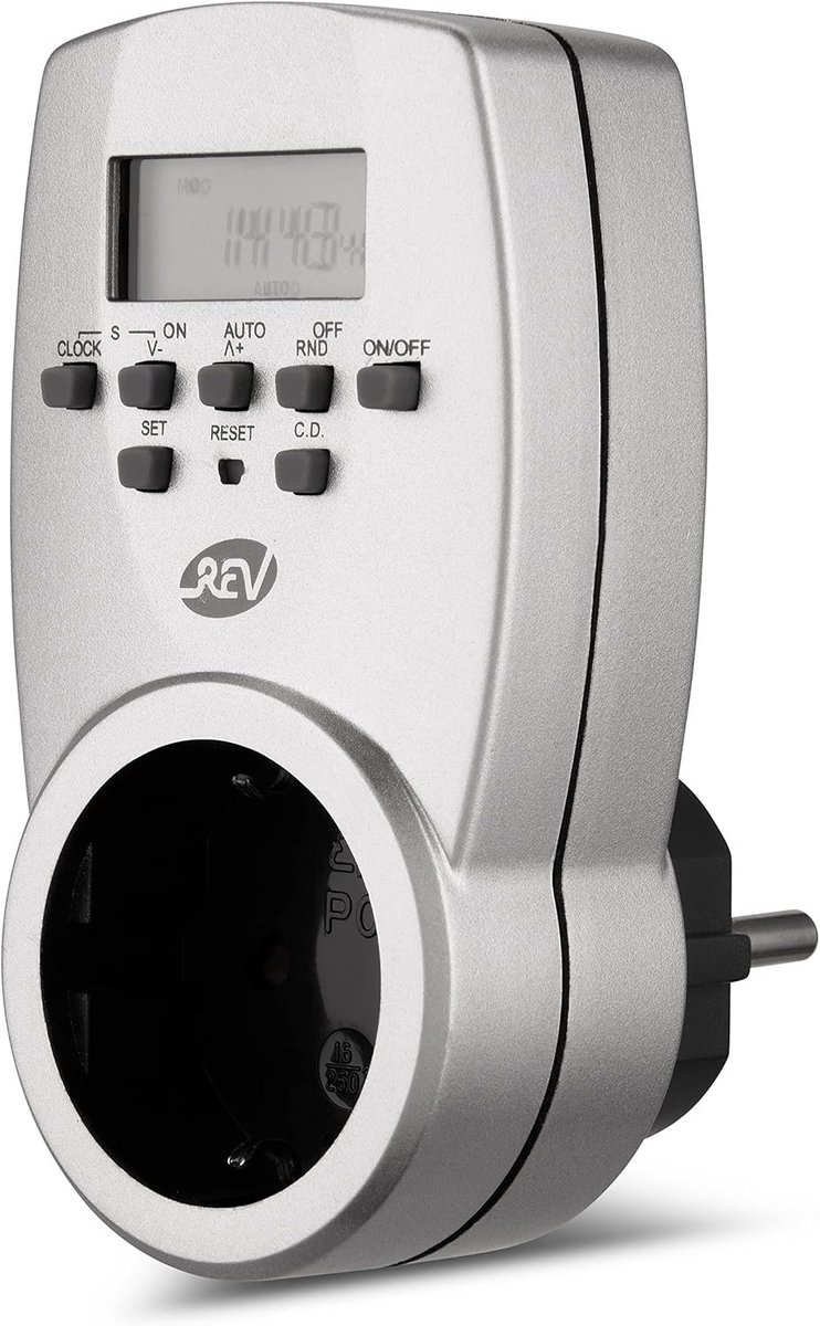 Digitale Tijdschakelklok met 20 Schakeltijden per Dag - Timer tot 1800W - Zilver