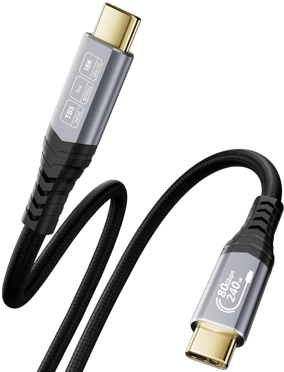80 Gbps Thunderbolt 5 Kabel 1 Meter voor 16K en Dubbele 8K Schermen met 240W Snelladen