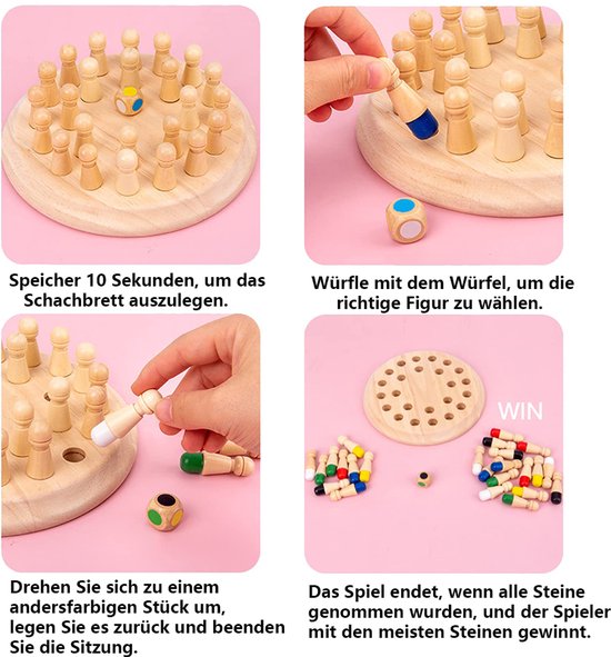 Houten Montessori Geheugenspel - Leerzaam Bordspel Vanaf 4 Jaar - Voor Geheugen, Concentratie & Kleurenherkenning van Merkloos — afbeelding 2