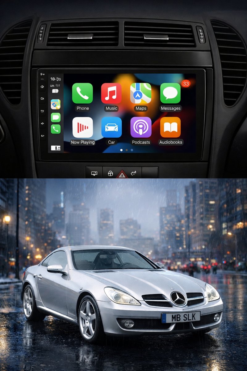 ADIVOX 9 inch T4 geschikt voor MB SLK 2007-2012 R171 Android 15 CarPlay/Auto/WiFi/GPS/RDS/DSP/5G/QLED/DAB+