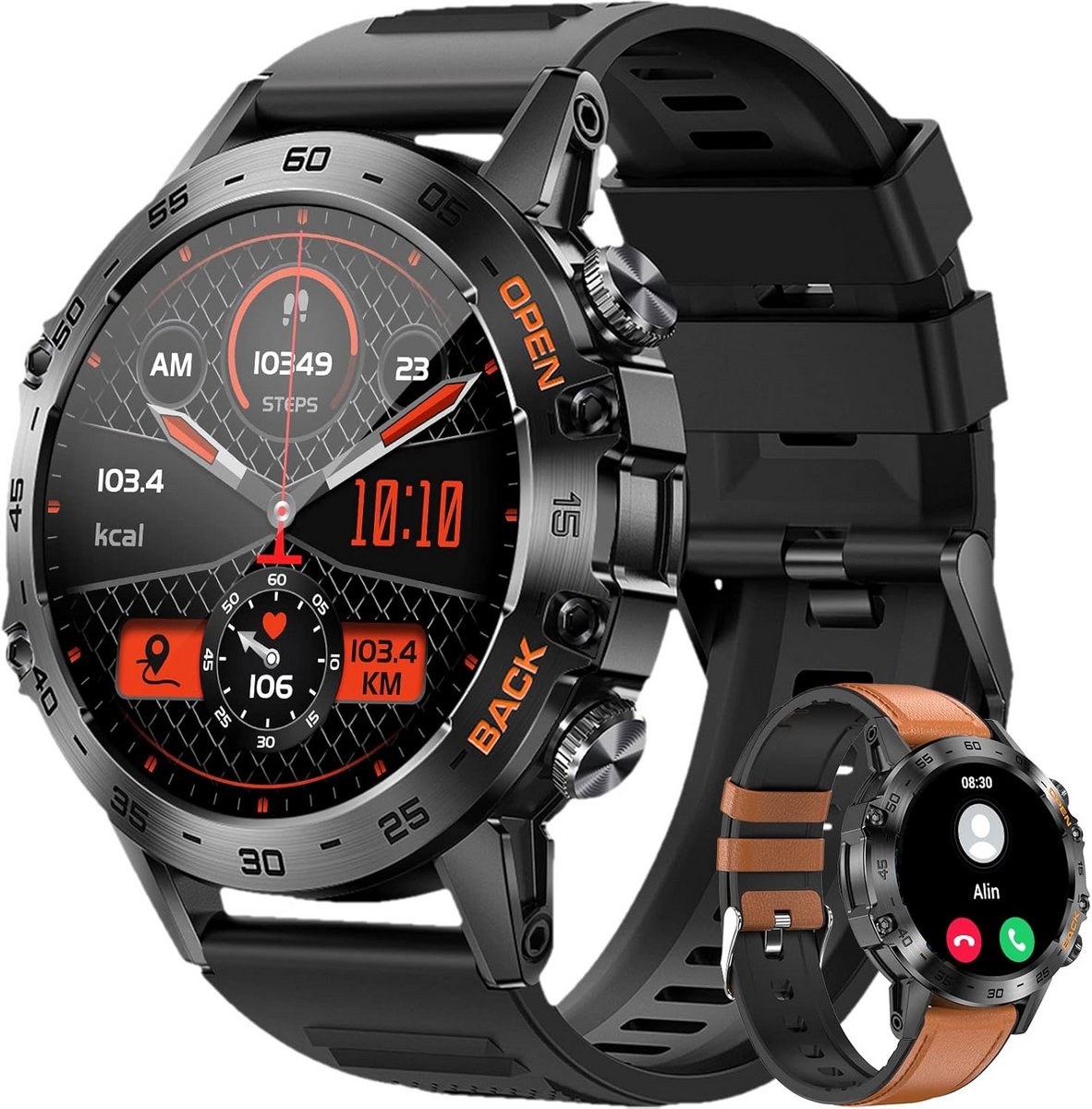 Smartwatch met Bluetooth Bellen en Hartslagmeter - Waterdicht Fitness Horloge met SpO2 en Bloeddruk