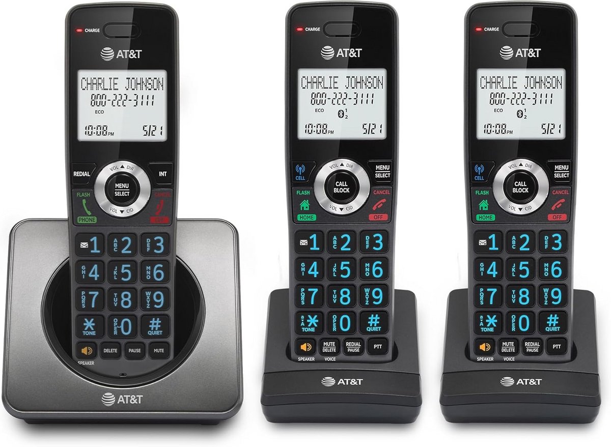 DECT 6.0 Draadloos Thuistelefoon Set met 3 Hoofdtelefoons - Oproepblok en Beller-ID