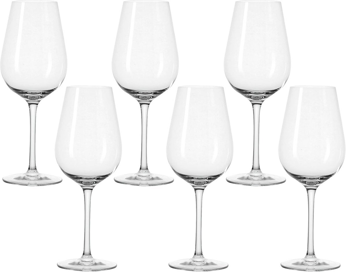 Set van 6 Witte Wijnglazen 450 ml - Vaatwasmachinebestendig Wijnkelk met Getrokken Steel