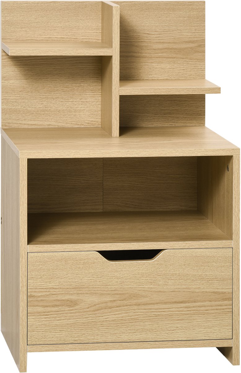 HOMCOM Nachtkastje - Spaanplaat - 45x35x73cm - Natuurlijk hout