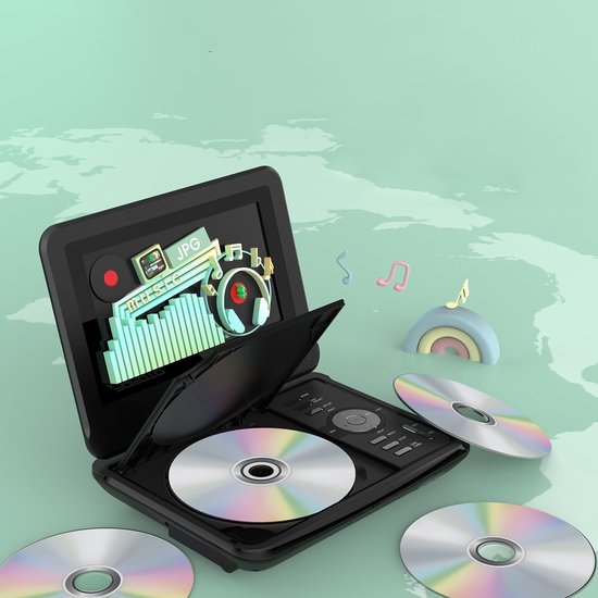 Draagbare DVD Speler Auto - 9,5" Draaibaar HD-Scherm - Draagbare DVD Speler - USB - 7.5 Inch Draaibaar HD Scherm - 4-6 Uur Speeltijd - Voor SD-kaart/USB/Sync TV - Zwart — afbeelding 5
