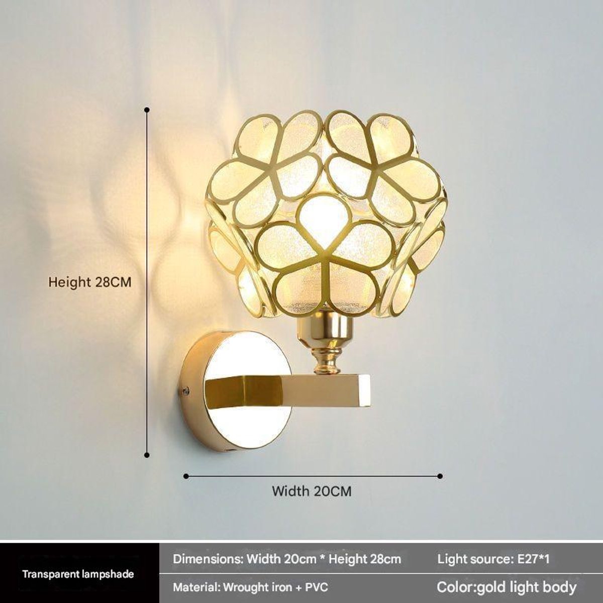 Kristallen wandlamp, moderne wandlamp met glazen kap, interieurdecoratie, geschikt voor slaapkamer, woonkamer en hal - Stijl 9