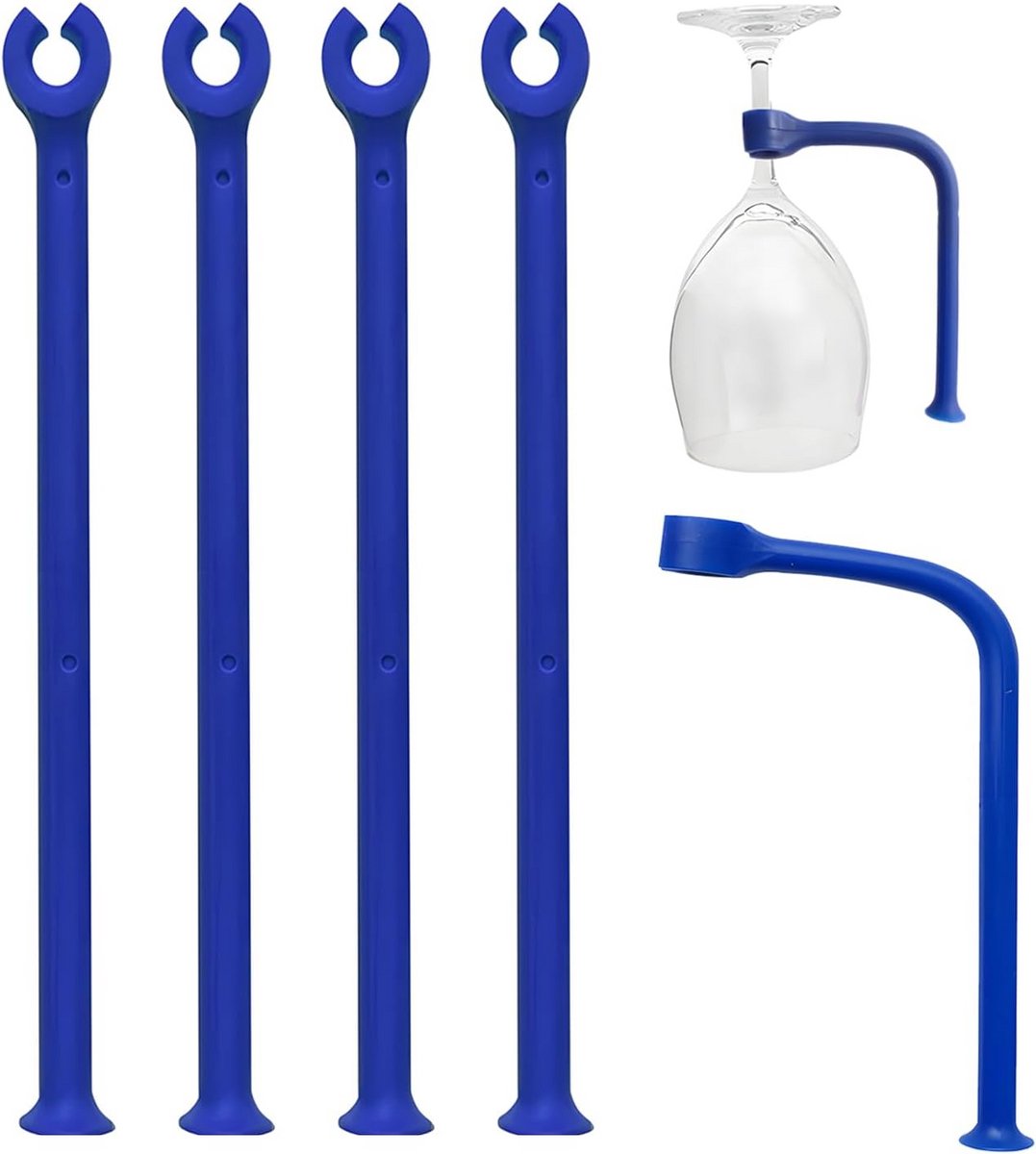 Flexibele Siliconen Glashouders voor Vaatwasser - Beschermt Wijnglazen en Champagneglazen - 4 Stuks Blauw