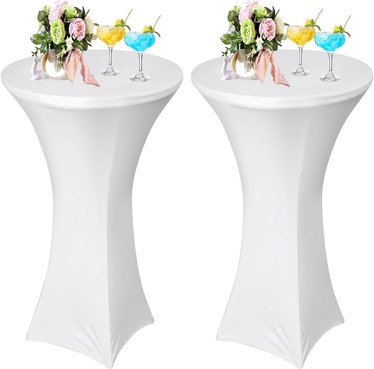 Set duurzame stretch hoezen voor hoge statafels (80x120cm) - Wit