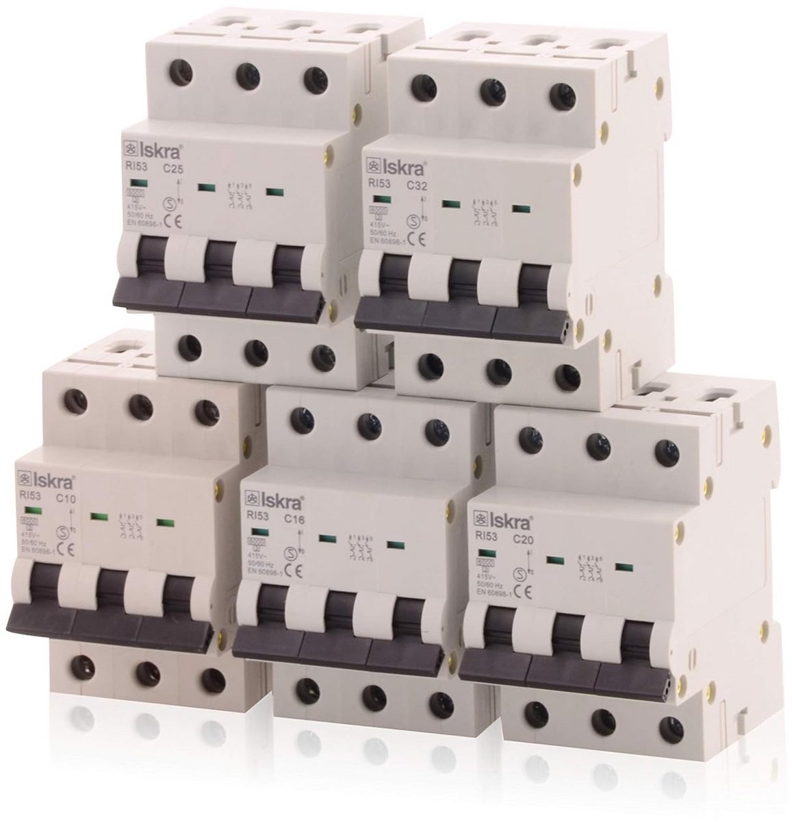 Automatische stroomonderbreker MCB Eco-Line 3-polig 16A type C 400V 6kA 10 stuks