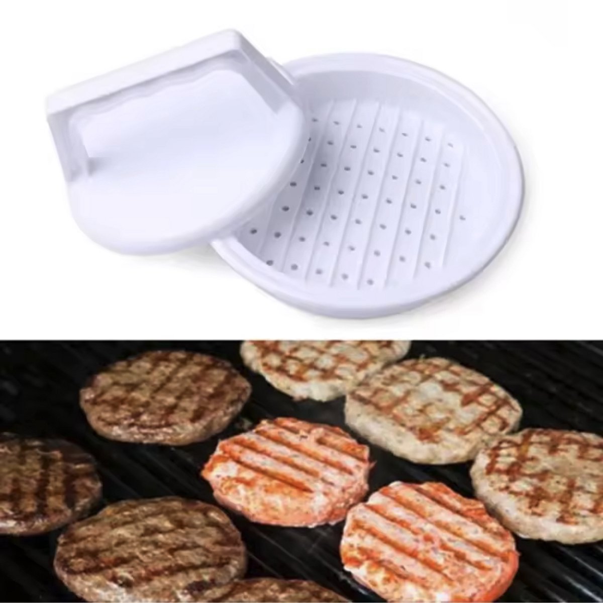Hamburgerpers - Hamburgermal - Hamburgervorm - Wit - Hamburgers maken - BBQ Accessoires - Burger Press - Burger Smasher - CHPN