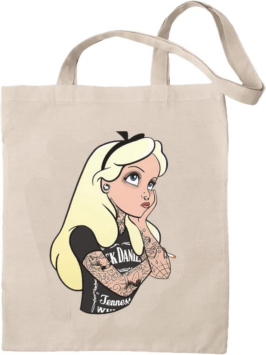 Ecologische Linnen Tas met Stoere Punk & Prinsessen Tattoos