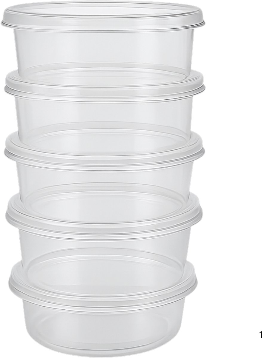 50x Plastic Vershoudbakjes met deksel (stevig) - Meal Prep Bakjes rond - Diepvriesbakjes / 350ml, 115x50mm - magnetronbestendig, vaatwasmachinebestendig