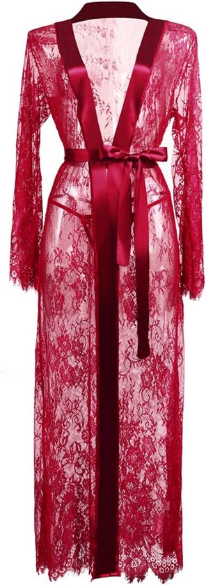 RONGTAI Pluche fleece badjas voor dames lange badjas met twee zijzakken en riem, warme en gezellige pluizige nachtjapon, XXL