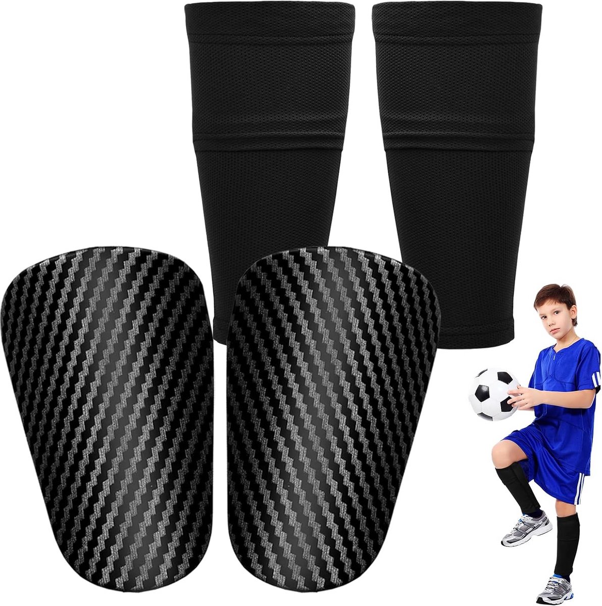 Voetbalscheenbeschermers met Sokken en Enkelbescherming voor Kinderen en Volwassenen