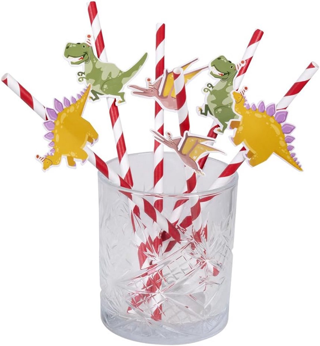 Dinosaurus Papieren Rietjes voor Kinderfeestjes - Set van 6