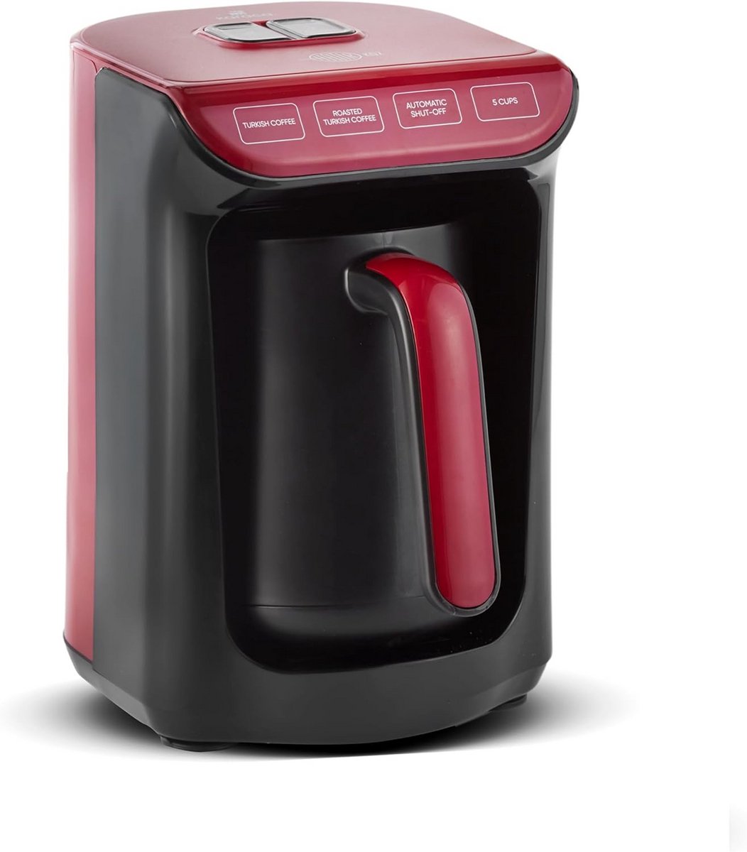 Turks Koffiezetapparaat Rood 5 Kopjes - Perfect Schuim, Spraakwaarschuwing, Automatische Uitschakeling