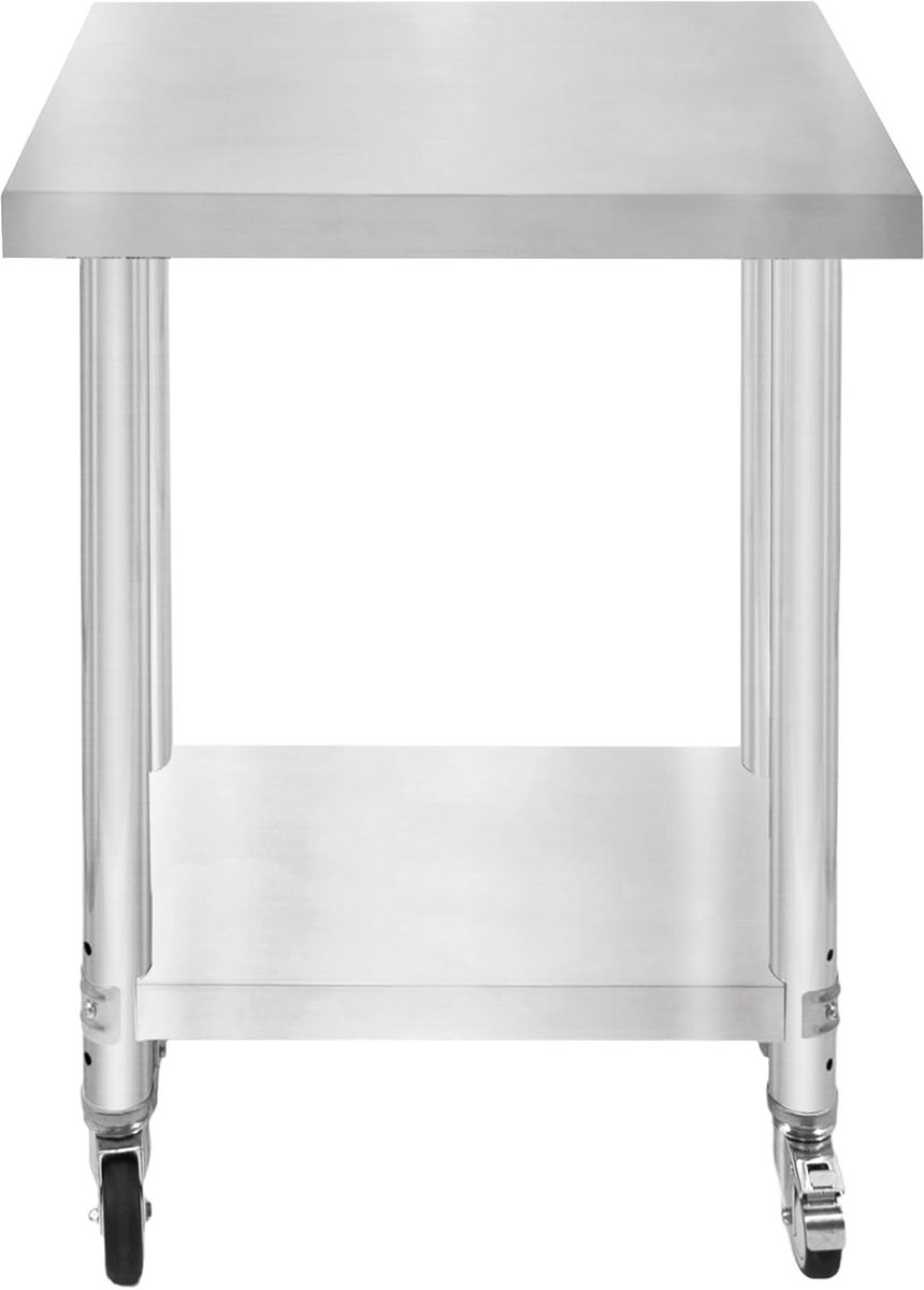 Professionele RVS Werktafel voor Horeca - Mobiel & Verstelbaar