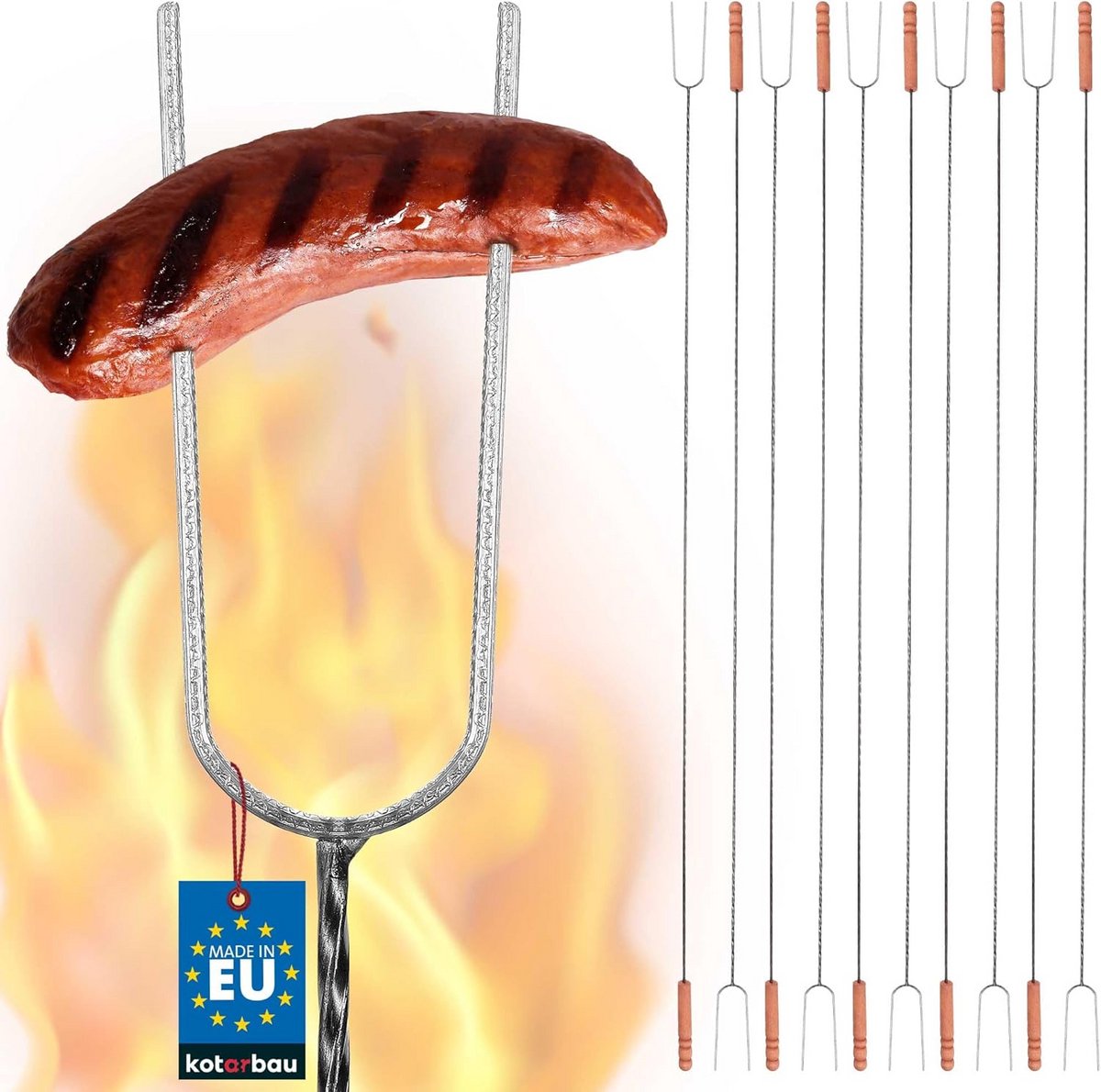 Grote Set van 10 Stuks Lange Grillspiesen voor Kampvuur en Barbecue