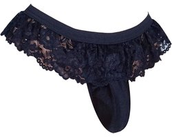 Sexy Heren Lingerie Rok Slipje met Kant en Pouch voor Crossdressers