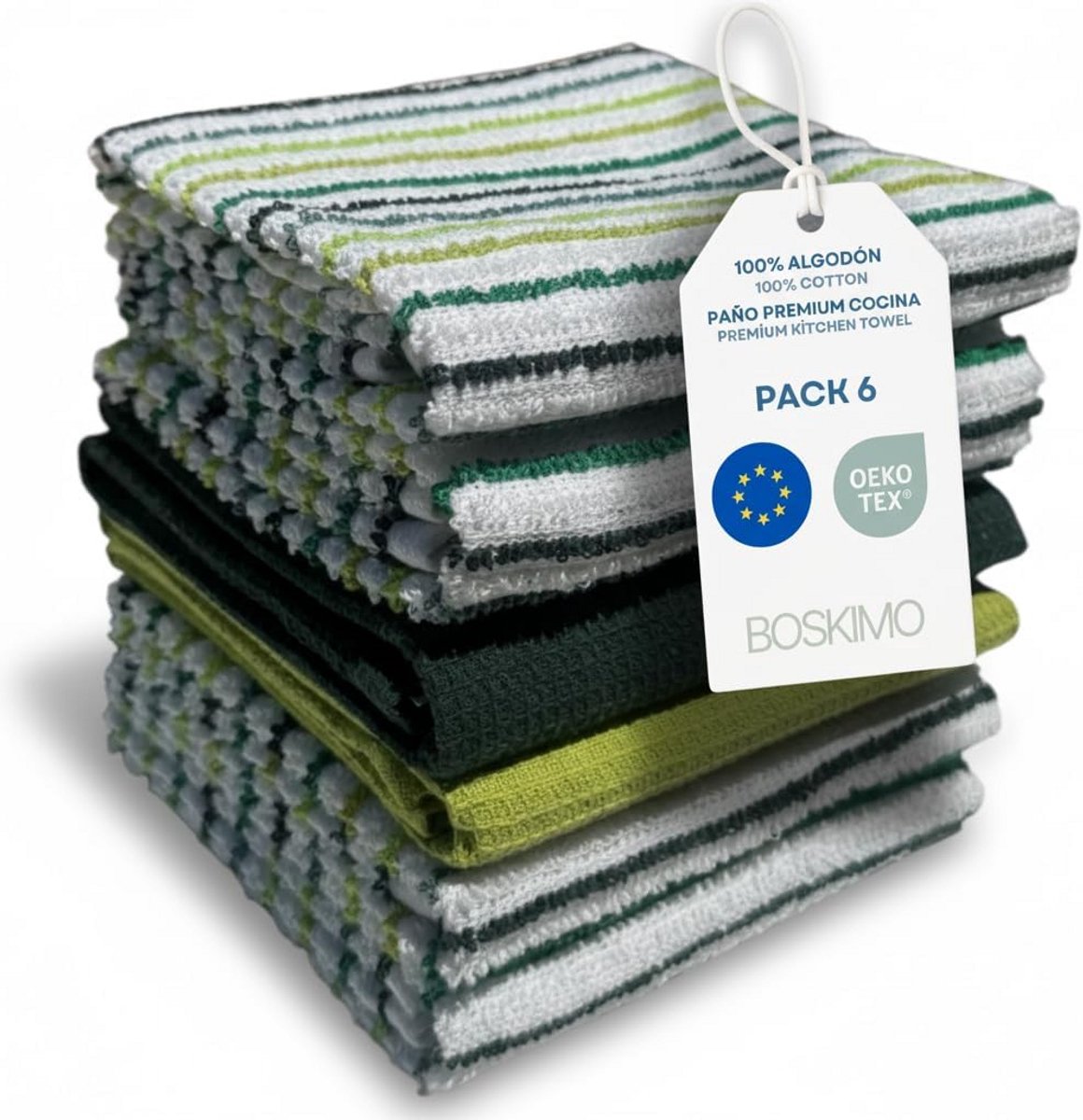 Keukendoeken Set van 6 - Absorberende Katoen en Microvezel Theedoeken