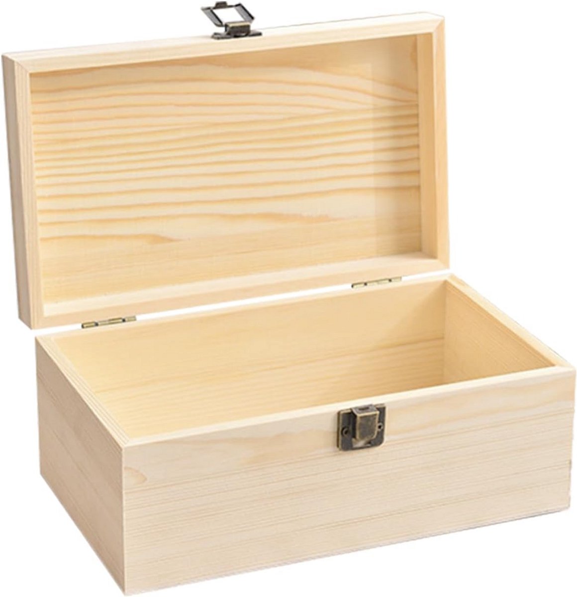 Grote Houten Kist met Deksel voor Knutselen en Opslag