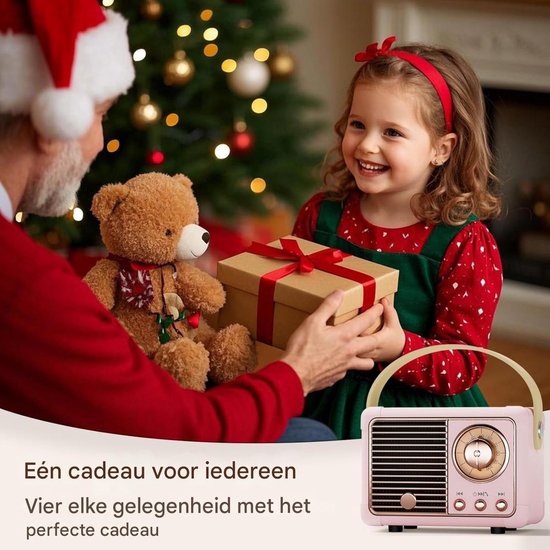 GELLDG Bluetooth-luidspreker - Klein - Retro - Draagbare feestluidspreker - Geschikt voor binnen en buiten - Decoratie voor kinderkamer - Perfect cadeau of decoratie voor verjaardagen, feesten en bruiloften - Roze van Merkloos — afbeelding 3