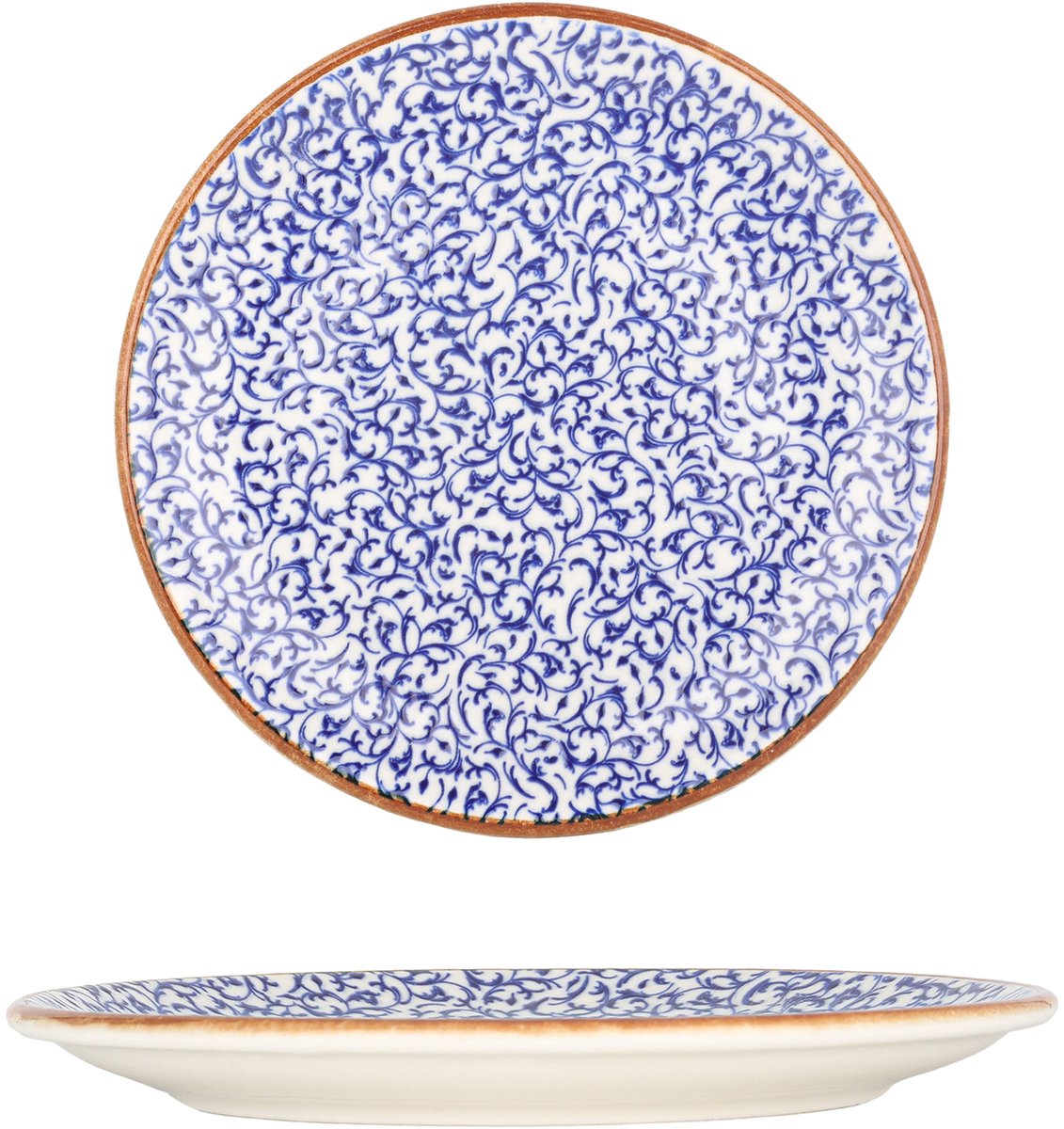 By Bone Dessertbord - Edera Cobalt - Porselein - 21 cm - set van 6