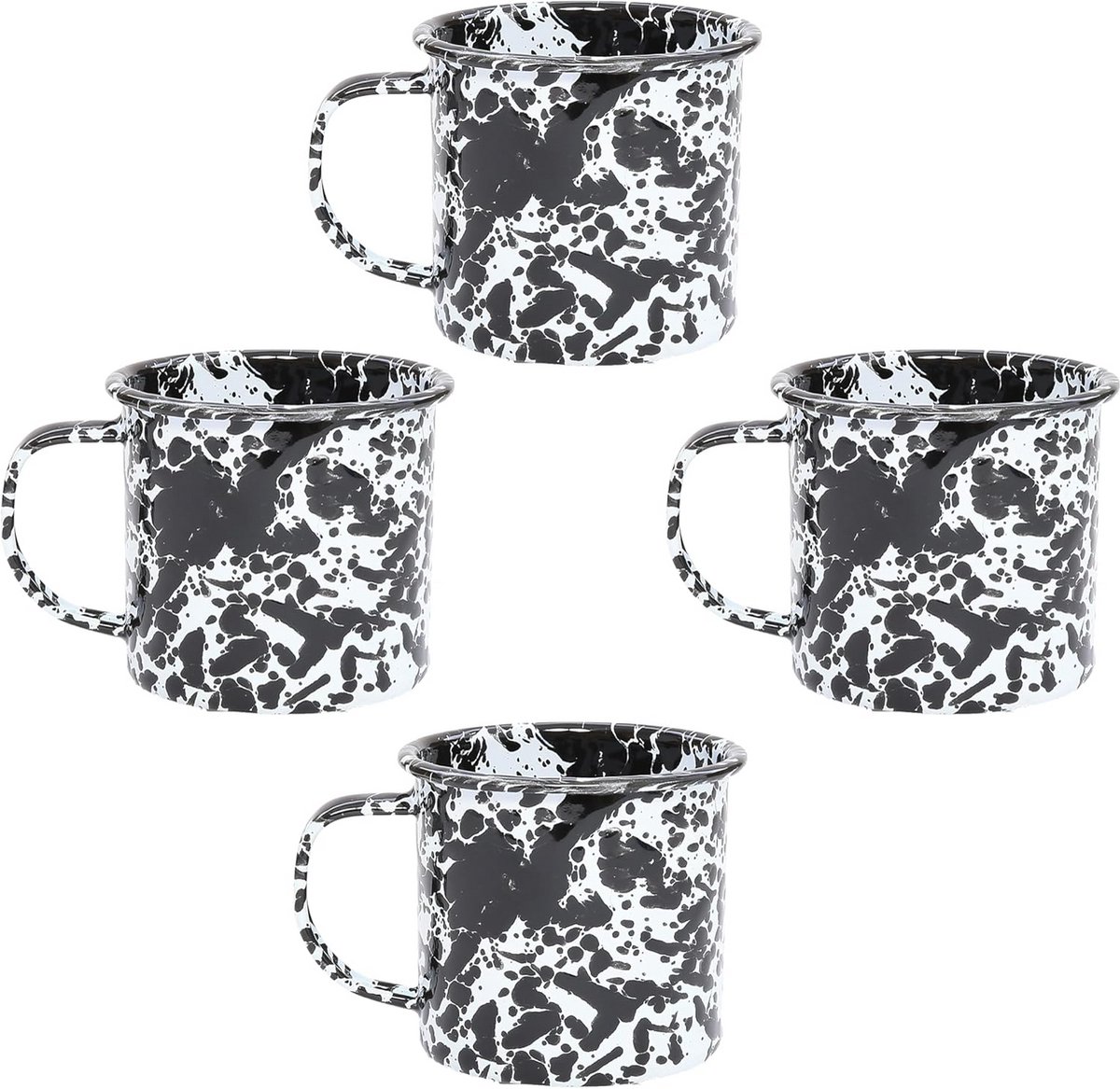 Set van 4 Emaille Mokken 350ml - Vaatwasmachinebestendig Drinkgerei voor Binnen en Buiten