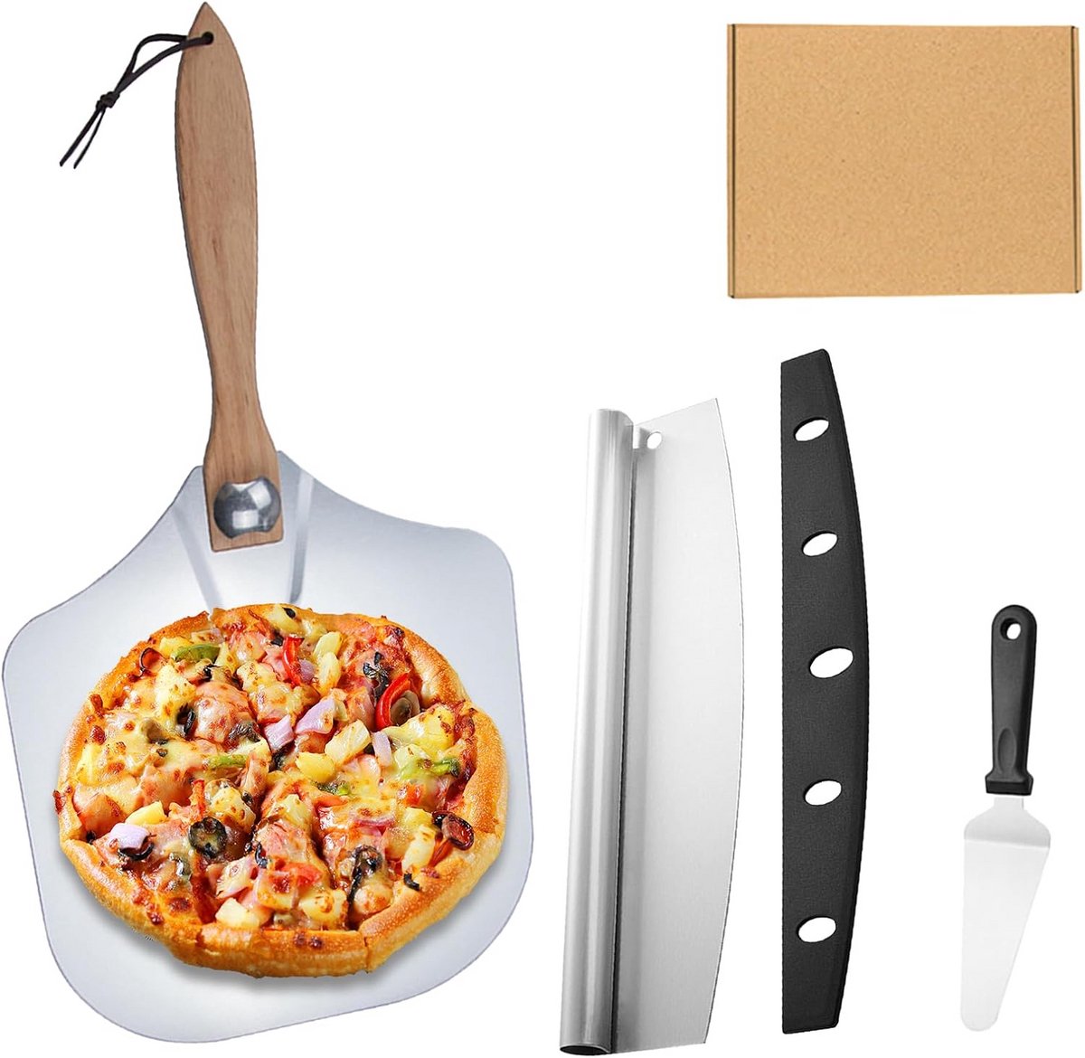 Inklapbare Pizza Schep en Snijder Set Aluminium