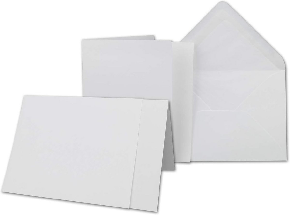 50x Set Wenskaarten Gevoerd DIN A6 Wit Inclusief Enveloppen Bestellen