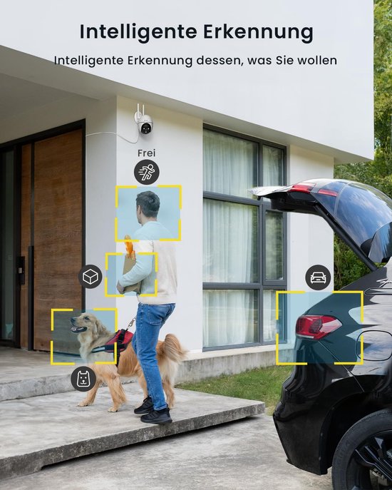 ZS-GQ2 Beveiligingscamera Buiten - 2K HD 3MP - Camerabewaking Met Nachtzicht - Bewakingscamera voor Buiten- Met WiFi en APP - Beveiligingscamerabuiten - 4x Digitale Zoom - Wit - 2 Stuks van Merkloos — afbeelding 2