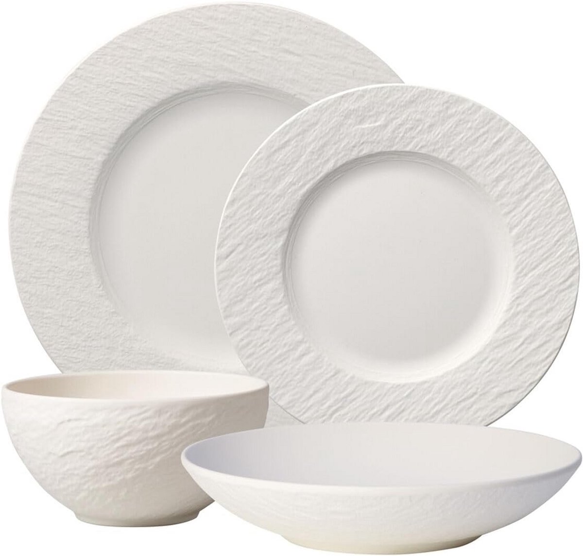 4-delige Servies Set Wit Steengoed (Geschikt voor Dagelijks Gebruik)