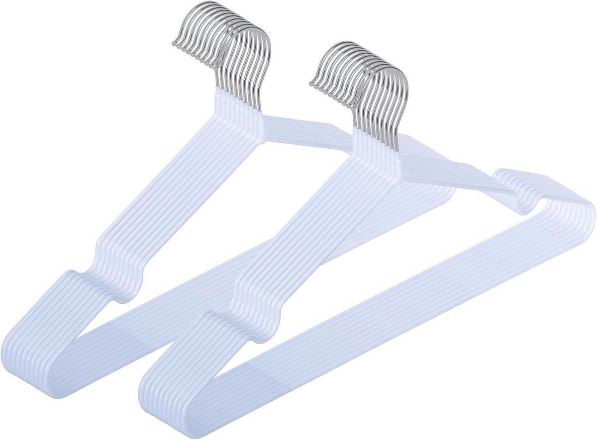 Set van 20 Anti-Slip Kledinghangers Wit met Haken voor Garderobe