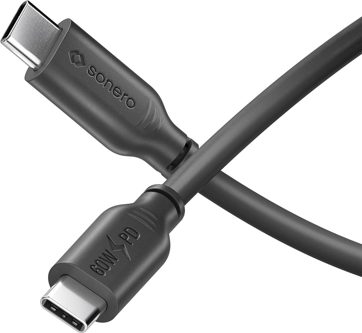 Snelle USB-C naar USB-C Oplaadkabel 60W PD Zwart 2 Meter