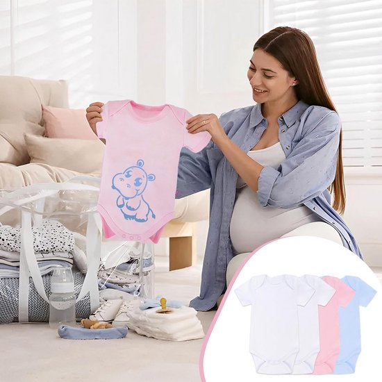 Set van 8 Baby Accessoires: Rompertjes en Slabbetjes om Zelf te Versieren — afbeelding 2