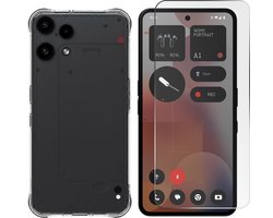 Hoesje + Glas Geschikt voor Nothing Phone 3a Lite - Transparant - Casemania Anti-shock Back Cover met Gehard Glass Screenprotector - Extra Stevig Val en Stootbescherming