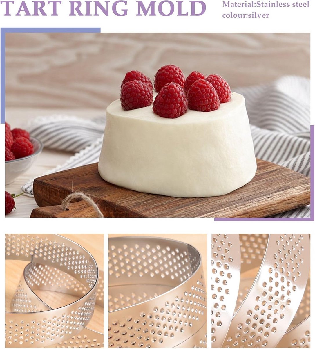20x Ronde Bakringen Voor Taart, Mousse & Desserts - 8cm RVS Vormpjes